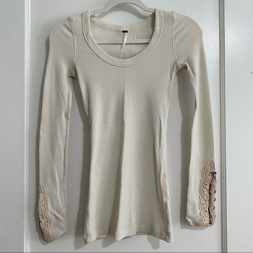 Free People Oatmeal Waffle Long Sleeve with Wrist Detail